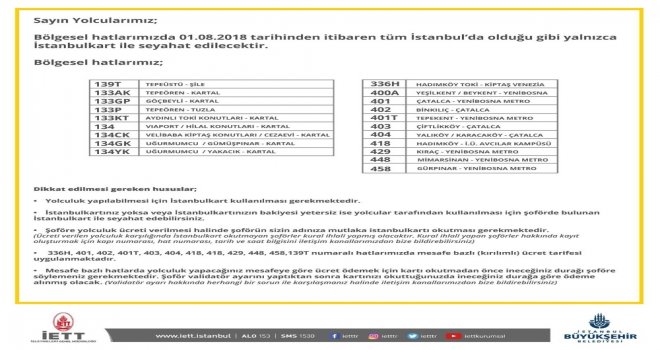 İstanbulda Bölgesel Otobüslerde İstanbulkart Dönemi