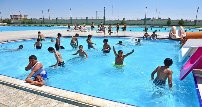 Denizi Olmayan Ceylanpınarda Çocuklar Yüzme Öğreniyor