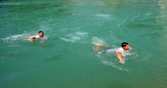 Adanada Termometreler 48 Dereceyi Gösterdi, Köpekler Göle Girdi