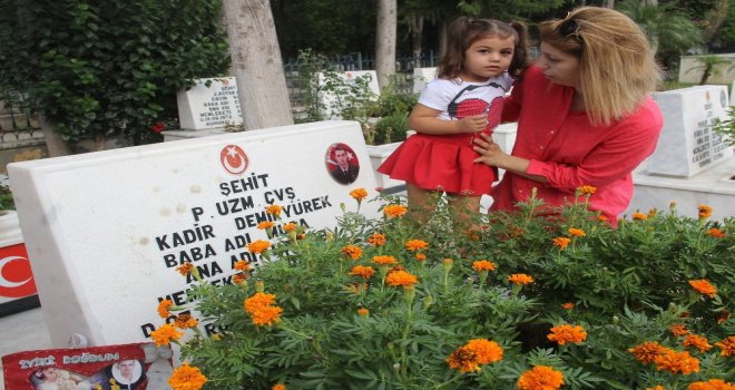 Şehit Babasına Bayram Şekeri Getirdi