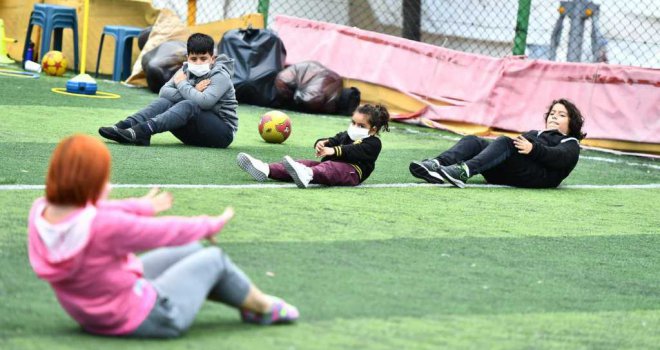 Depremzede çocuklar için spor etkinliği