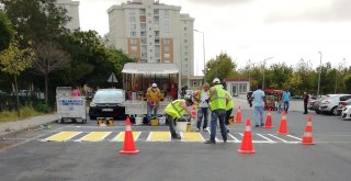 Çorluda Yaya Çizgileri Bakım Ve Onarım Çalışmaları Sürüyor