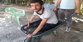 Engelli Genç El Arabasıyla Gezdiriliyor