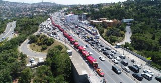 Trafiğe Kapatılan 15 Temmuz Şehitler Köprüsü Havadan Görüntülendi
