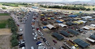 Kurban Pazarındaki Hareketlilik Havadan Görüntülendi