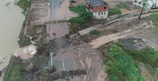 Trabzonun Araklı İlçesinde Yaşanan Selin Boyutu Havadan Görüntülendi